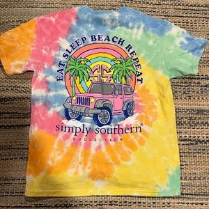 NWT simply Southern collection Tie-dye Youth Small Jeep Tshirt